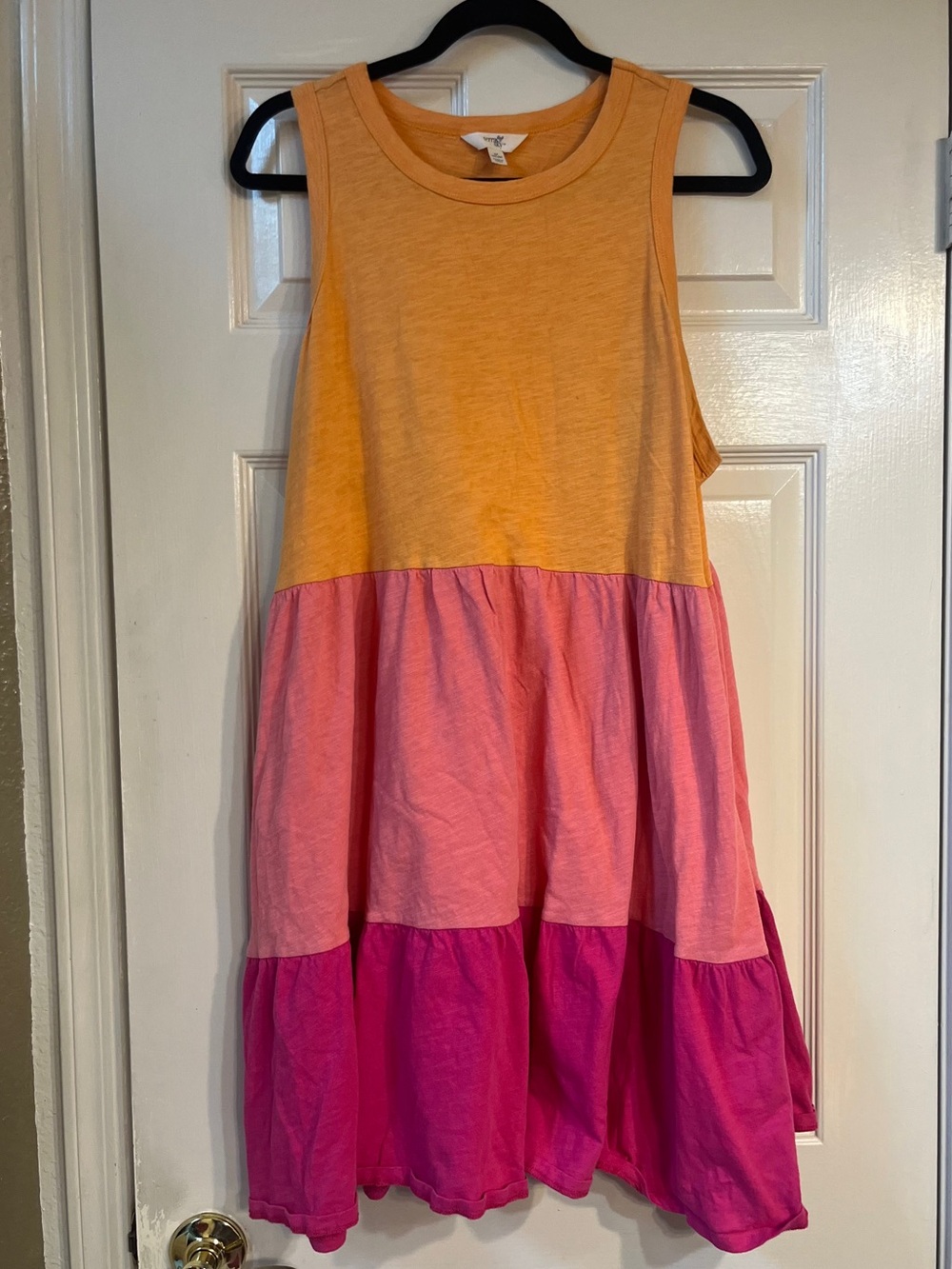 Terra & Sky Yellow, Light Pink & Fuchsia Tiered Tank Dress